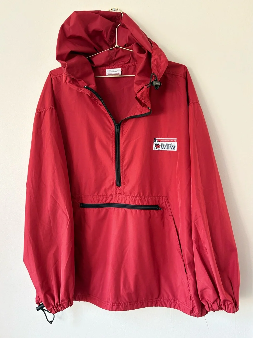 Disney Parks Walt Disney World WDW Red Hooded Packable Windbreaker XXL